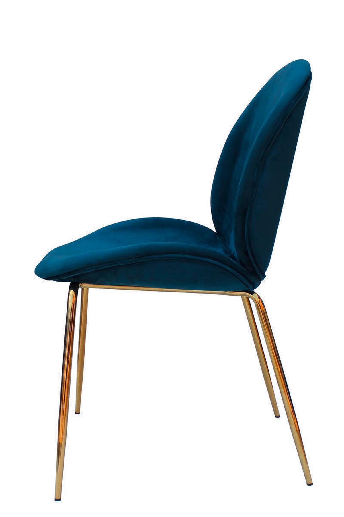 Sada židlí modrá - modrá/barvy mosazi, Moderní, kov/plast (47/90/59cm) - Kayoom