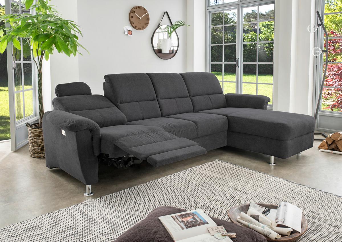 Ecksofa Parole Schwarz S: 292/165 Cm - Chromfarben/Schwarz, KONVENTIONELL, Textil (292/165cm) - Livetastic