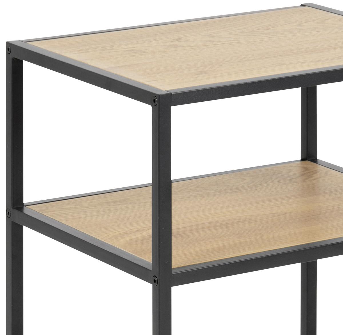 Prístavný/Nočný stolík Seaford - čierna/farba duba, Trend, kov/kompozitné drevo (42,0/63,0/35,0cm) - MID.YOU