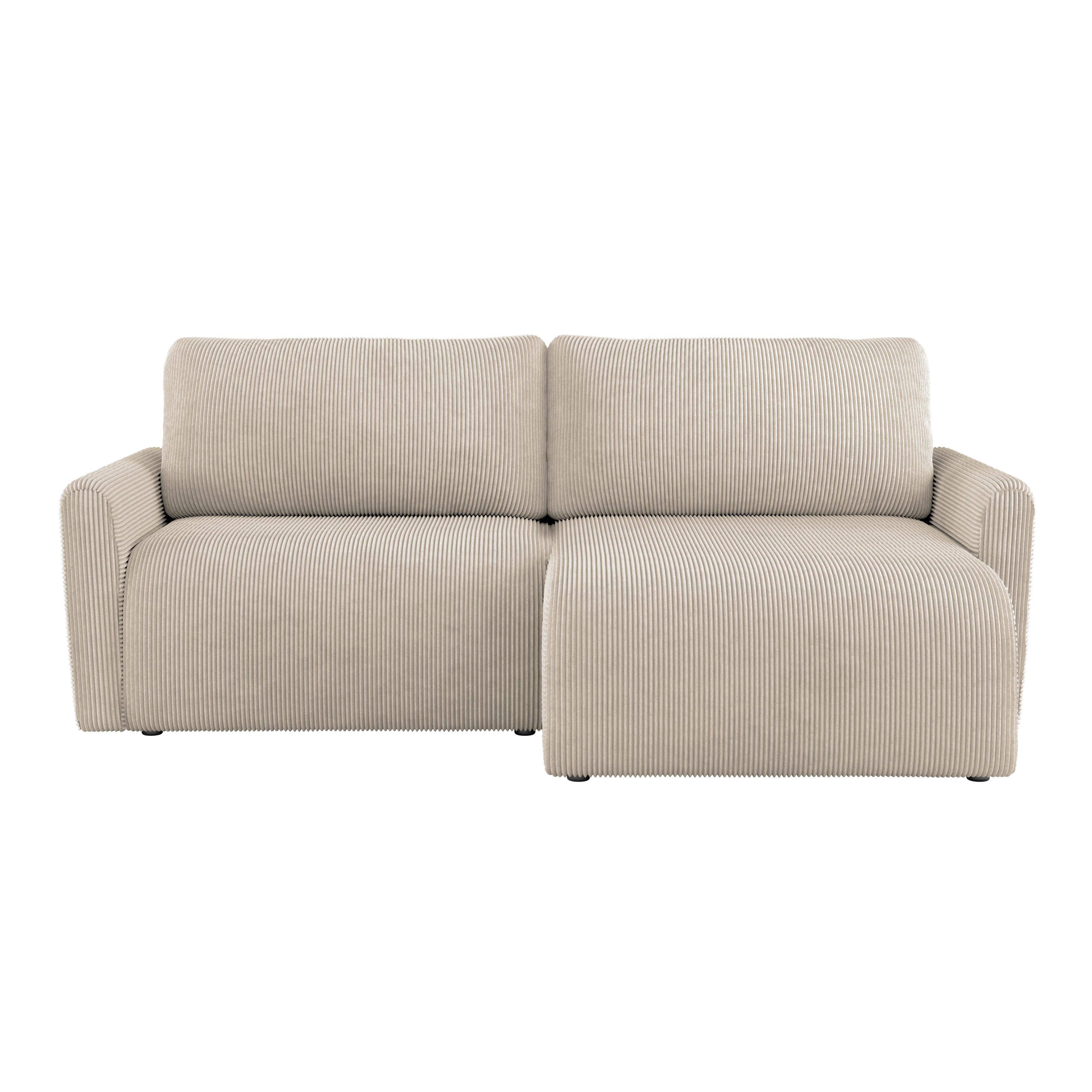 Ecksofa mit Schlaffunktion & Bettkasten Josh Beige Cord - Beige, Trend, Textil (229/146cm)