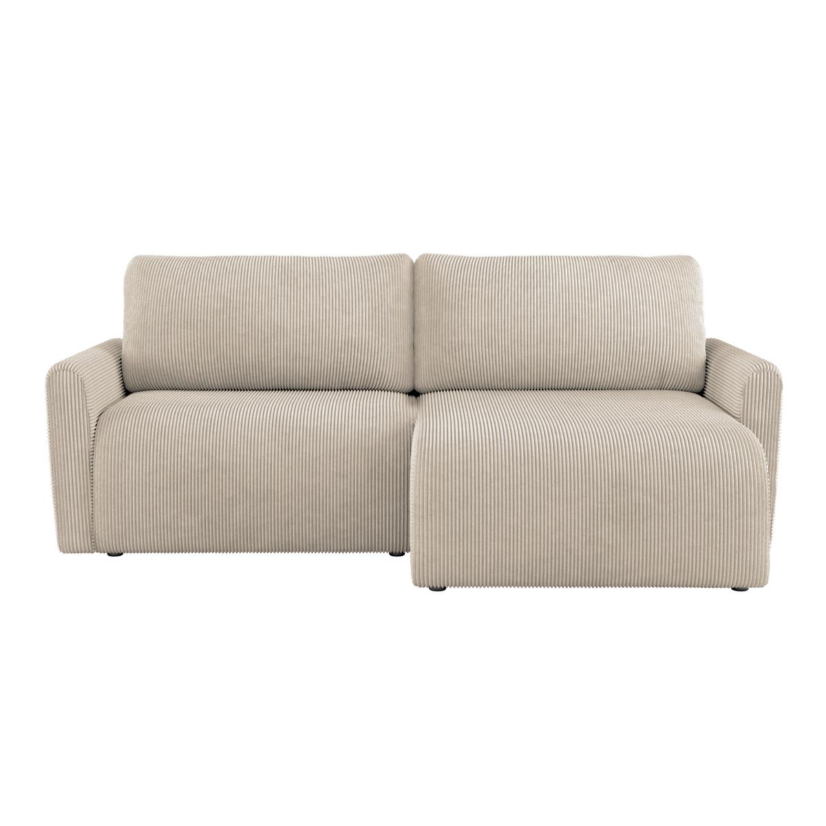 Ecksofa Mit Schlaffunktion & Bettkasten Josh Beige Cord - Beige, Trend, Textil (229/146cm)