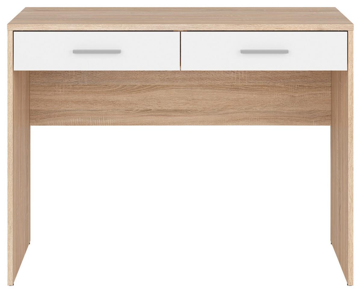 Schreibtisch Nepo Plus Desk Weiß/Sonoma Eiche, L: 100 cm - Weiß/Sonoma Eiche, Design, Holzwerkstoff (100/59/76cm)