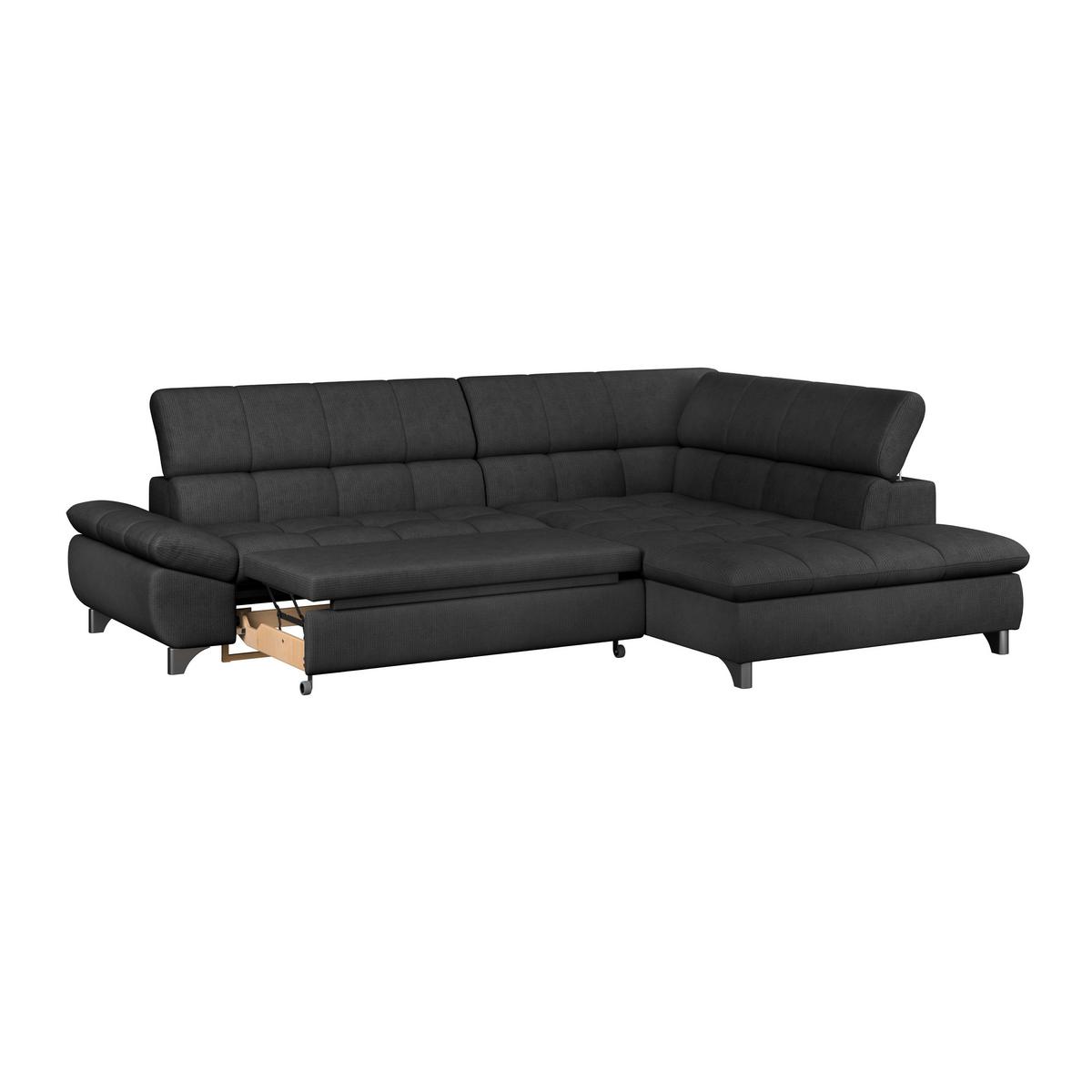 Ecksofa Mit Schlaffunktion Gemini Schwarz 312x234 Cm - Chromfarben/Schwarz, KONVENTIONELL, Textil (312/234cm)