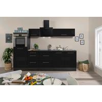 Küchenzeile mit Geräten 270 cm Schwarz Hochglanz - Eichefarben/Schwarz, Basics, Holzwerkstoff (270cm) - Respekta