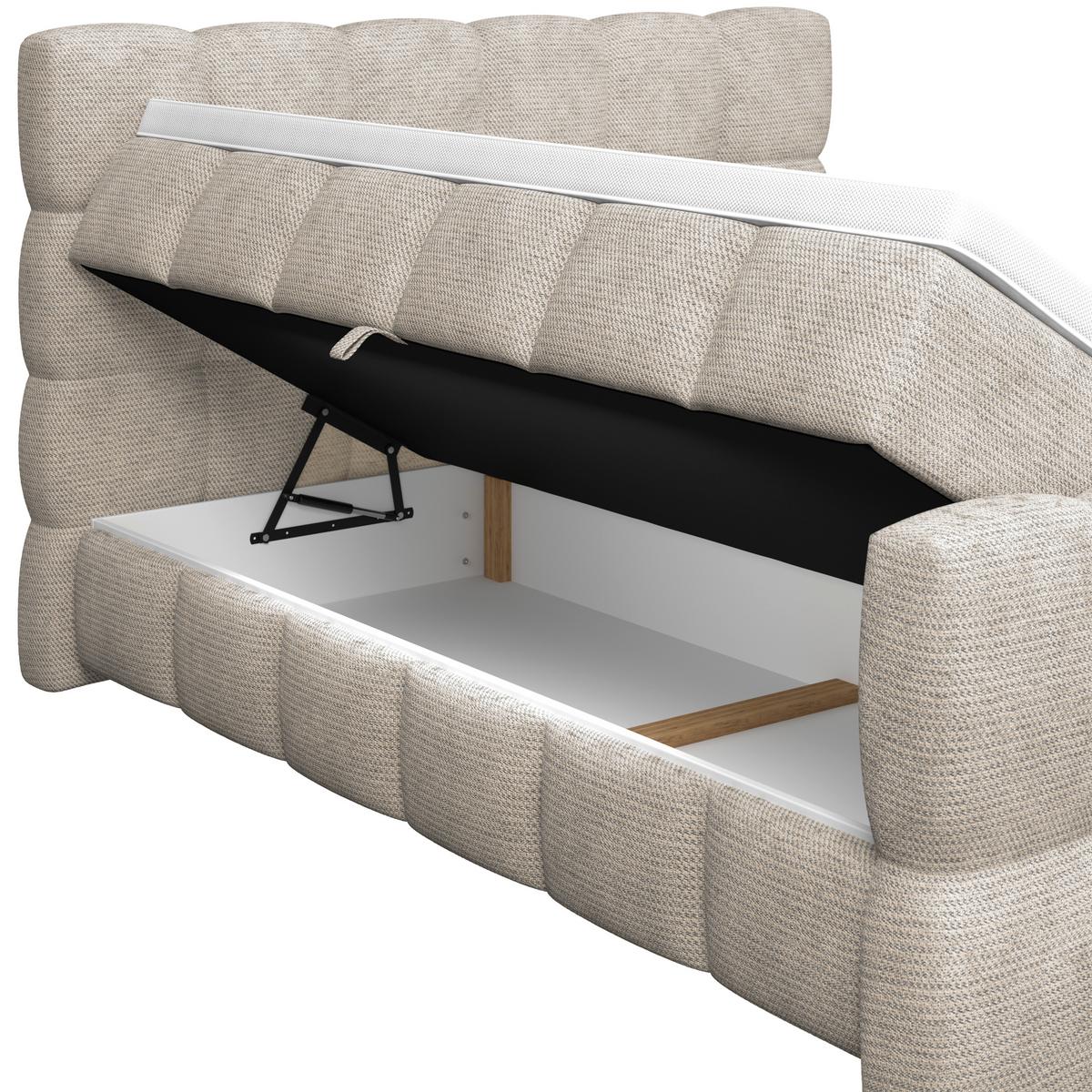 Boxspringbett Brisbane inkl. Bettkasten 200x200 - Beige, Trend, Holz/Holzwerkstoff (200/220cm) - Sembella
