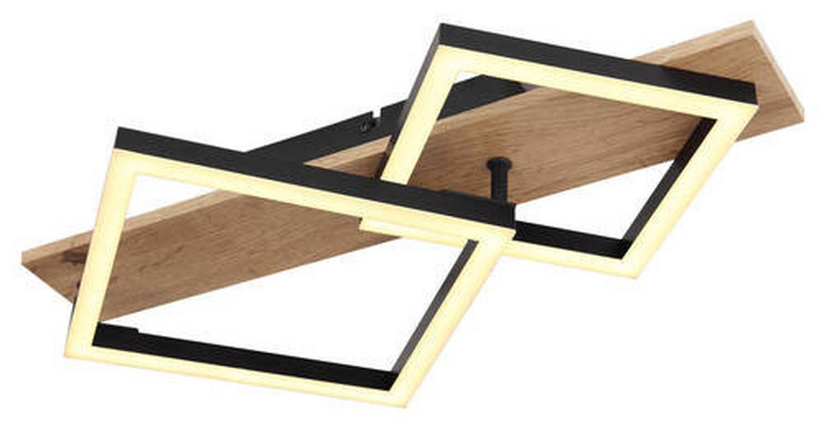 LED-Deckenleuchte 67294d1 - Dunkelbraun/Opal, Natur, Holzwerkstoff/Kunststoff (47,5/31/8,5cm) - Globo