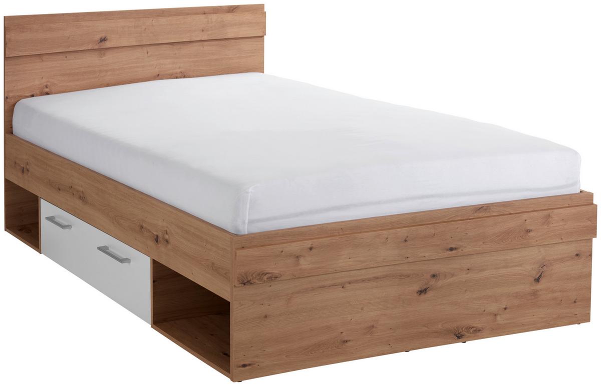 Stauraumbett 120x200 cm Box, Artsan Eiche Dekor/Weiß - Eiche Artisan/Weiß, MODERN, Holzwerkstoff (120/200cm) - Ondega