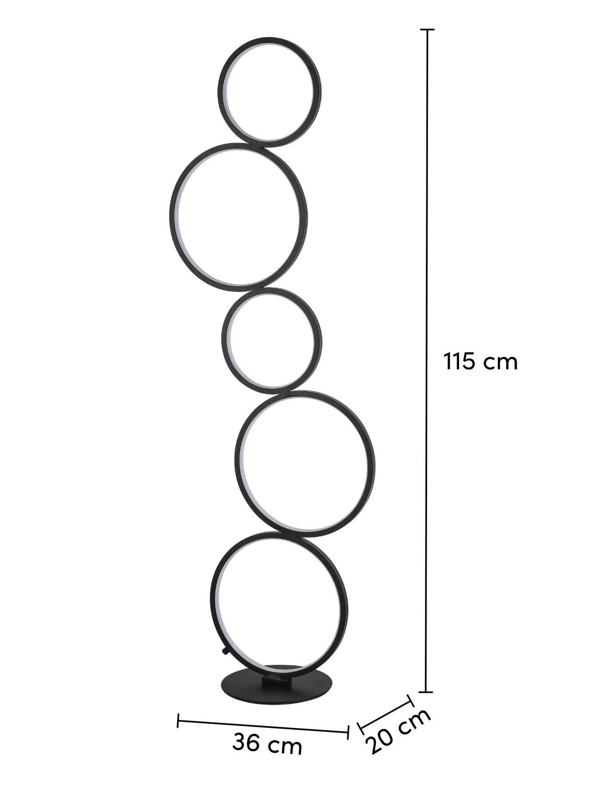 Stojací LED svítidlo Javier, 36 Watt - černá, Moderní, kov/plast (36/115cm) - Moltex