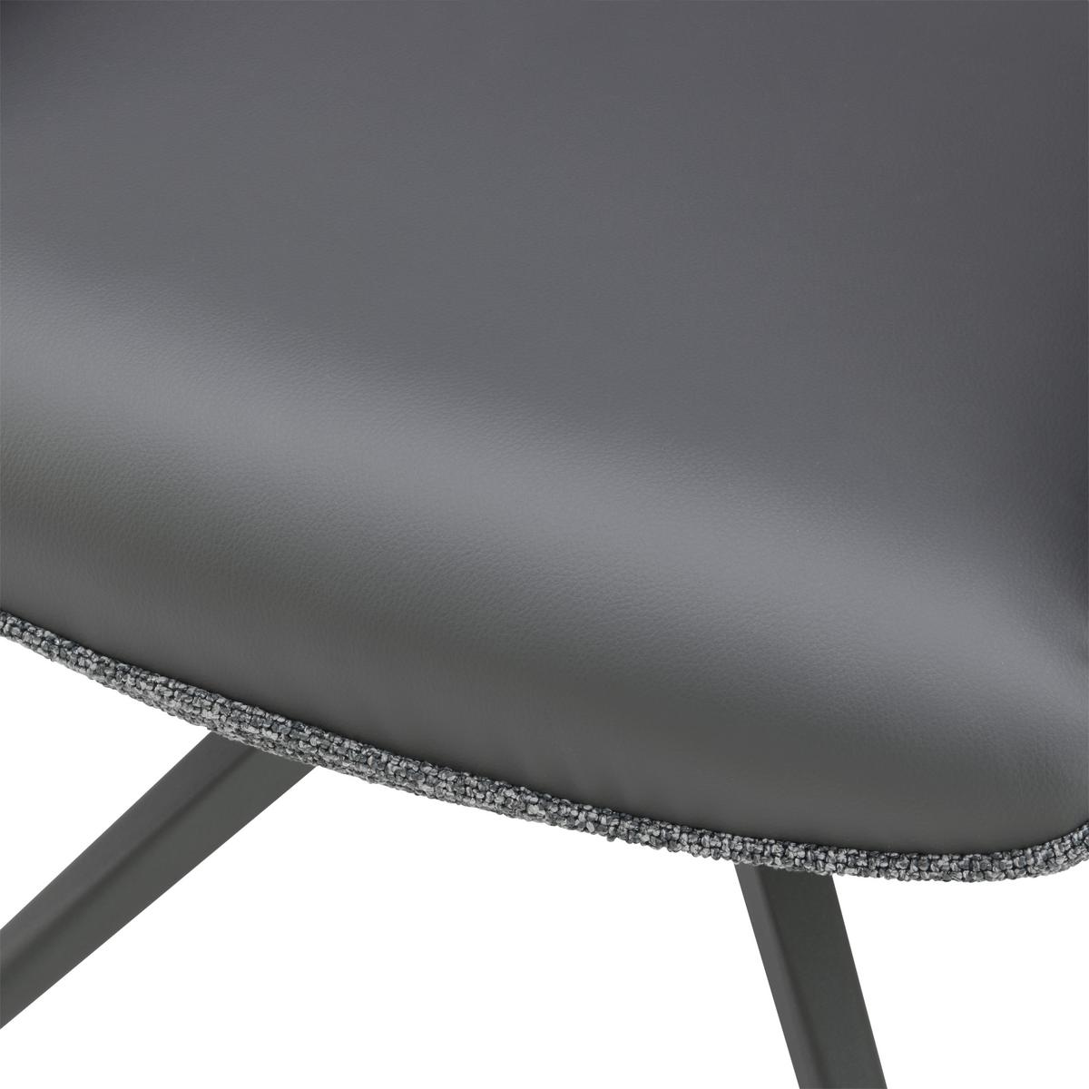 Armlehnstuhl Darcy Lederlook Grau 360° Drebhbar - Schwarz/Grau, KONVENTIONELL, Textil/Metall (61/82,5/61cm) - Livetastic