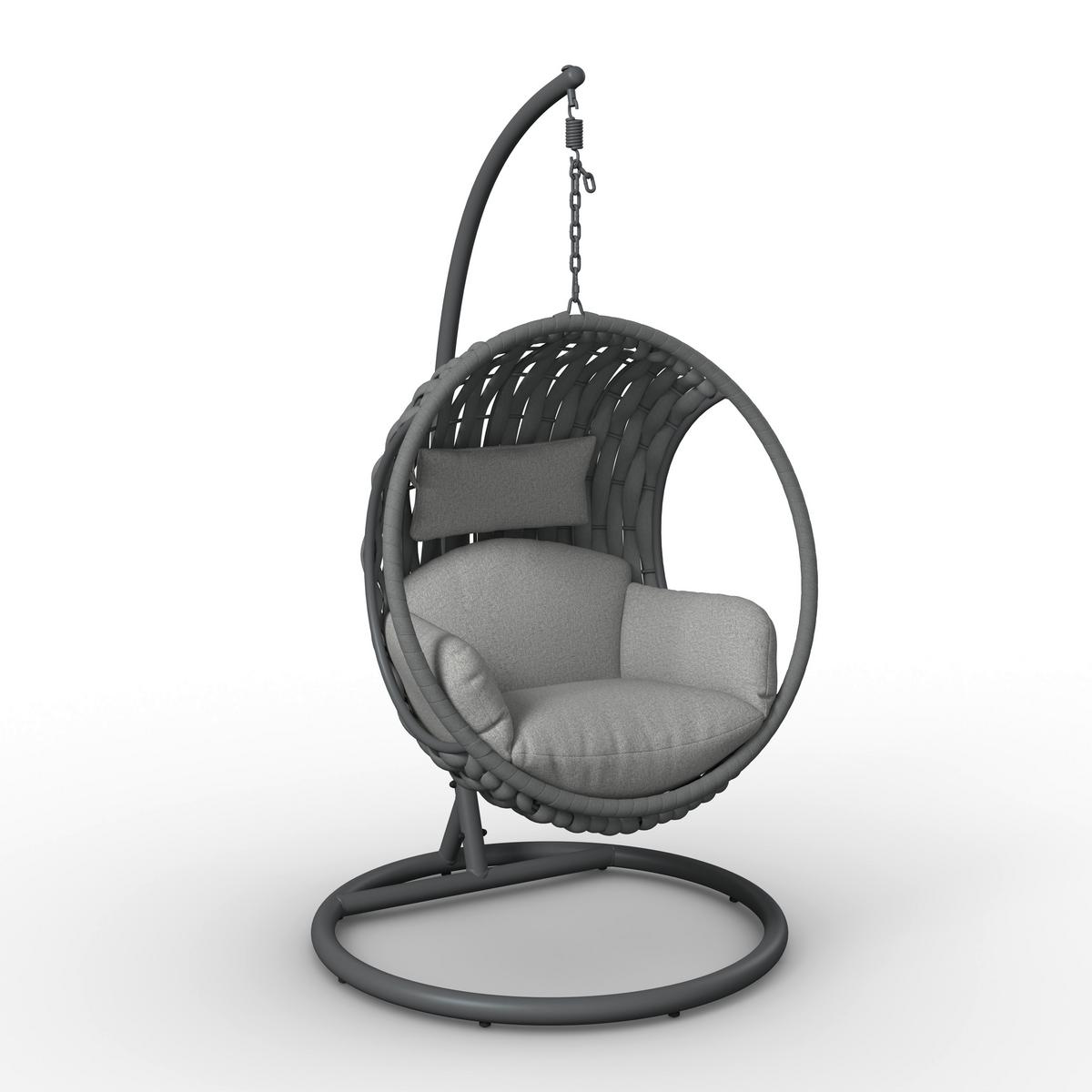 ZÁVESNÉ KRESLO MIRA - svetlosivá, Modern, kov/textil (107cm) - Bessagi Garden