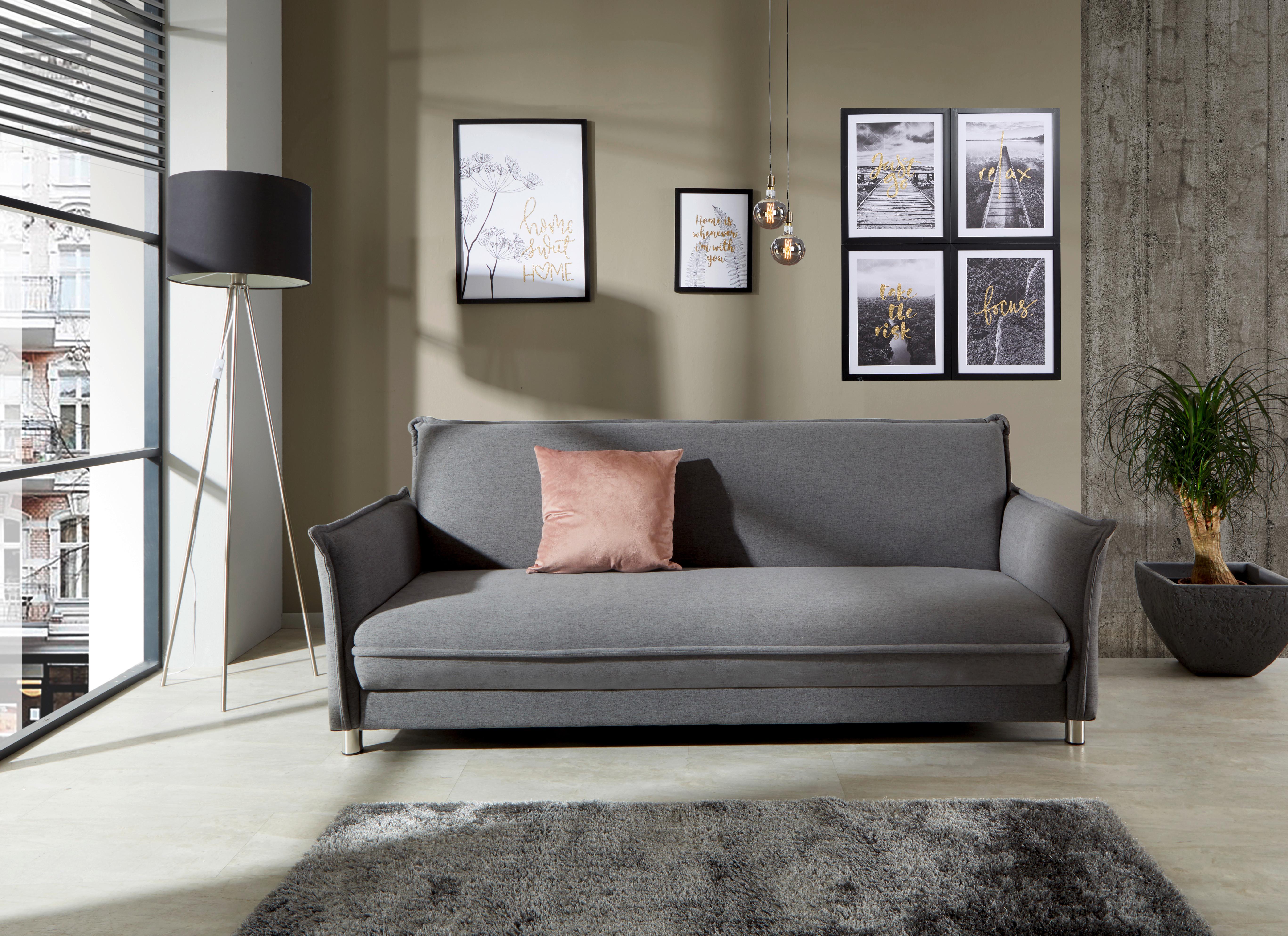 3-Sitzer-Sofa mit Schlaffunktion Modena Grau - Edelstahlfarben/Grau, MODERN, Holz/Textil (207cm) - Luca Bessoni