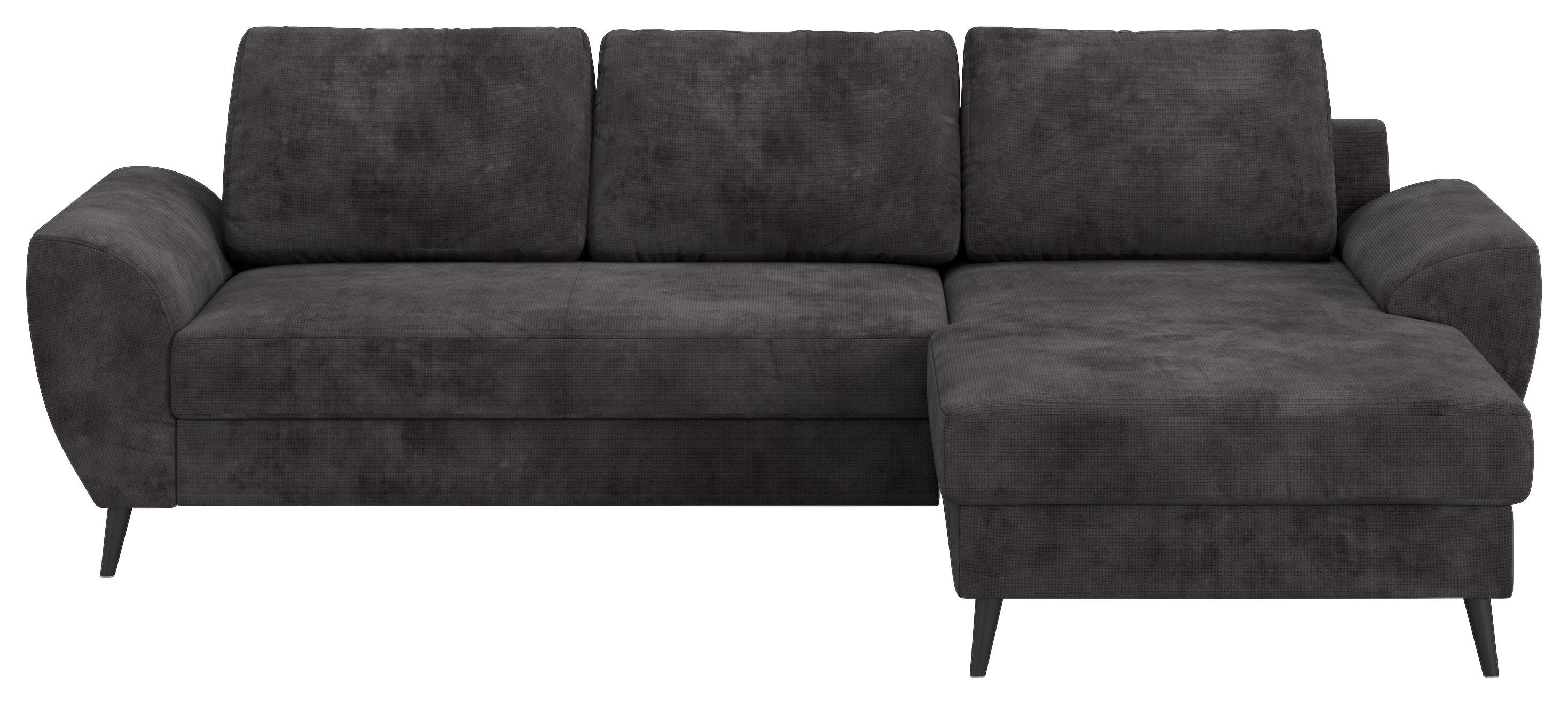 Ecksofa mit Bettfunktion Terra Chenille schwarz, B: 255cm - Schwarz, Trend, Textil (255/154cm) - MID.YOU