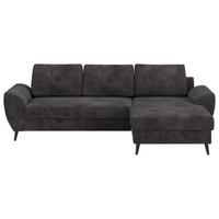 Ecksofa mit Bettfunktion Terra Chenille schwarz, B: 255cm - Schwarz, Trend, Textil (255/154cm) - MID.YOU