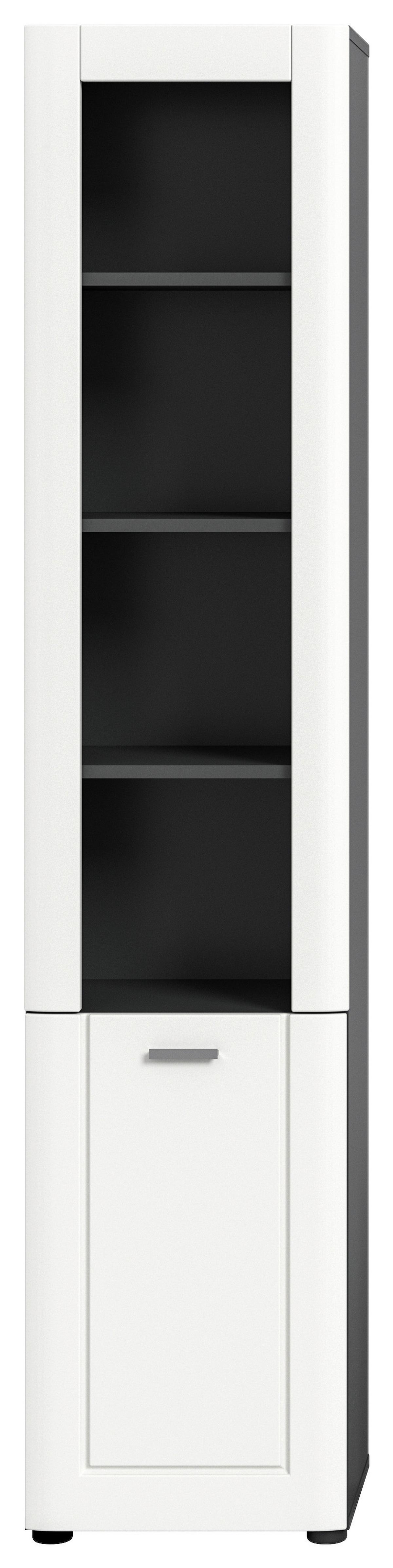 Badezimmer Hochschrank Lago 40x188 cm Weiß Matt/ Grau - Schwarz/Weiß, MODERN, Holzwerkstoff (40/188/34cm) - MID.YOU
