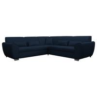 Ecksofa Delux Dunkelblau Mit Schlaffunktion Ottomane Rechts - Silberfarben/Dunkelblau, Design, Textil (266/266cm) - Livetastic