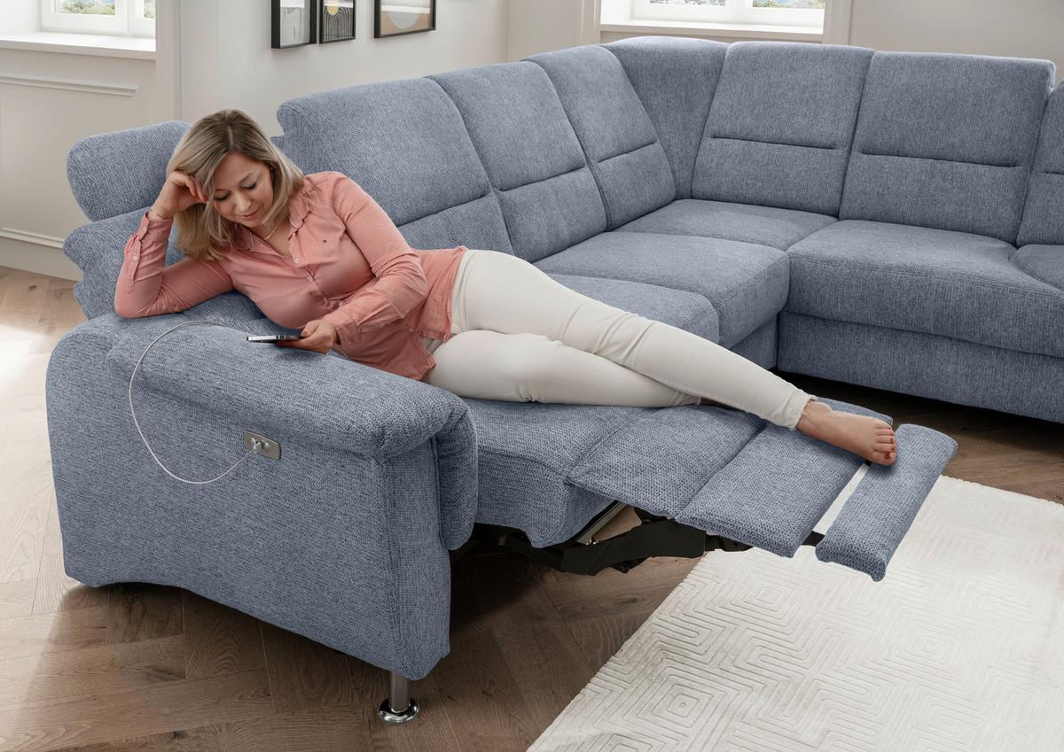 Ecksofa Parole Hellblau S: 275x236 Cm - Chromfarben/Hellblau, MODERN, Textil (275/236cm) - Livetastic