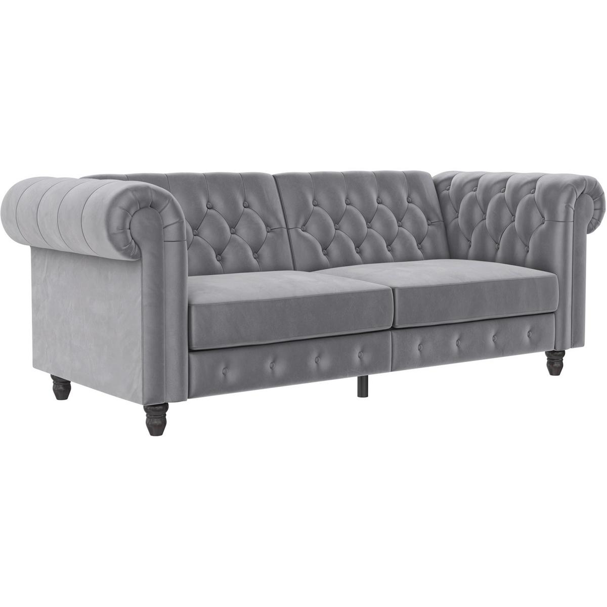 Schlafsofa Firenze Hellgrau, mit Schlaffunktion - Hellgrau/Schwarz, Basics, Textil (236/83/87cm) - Livetastic