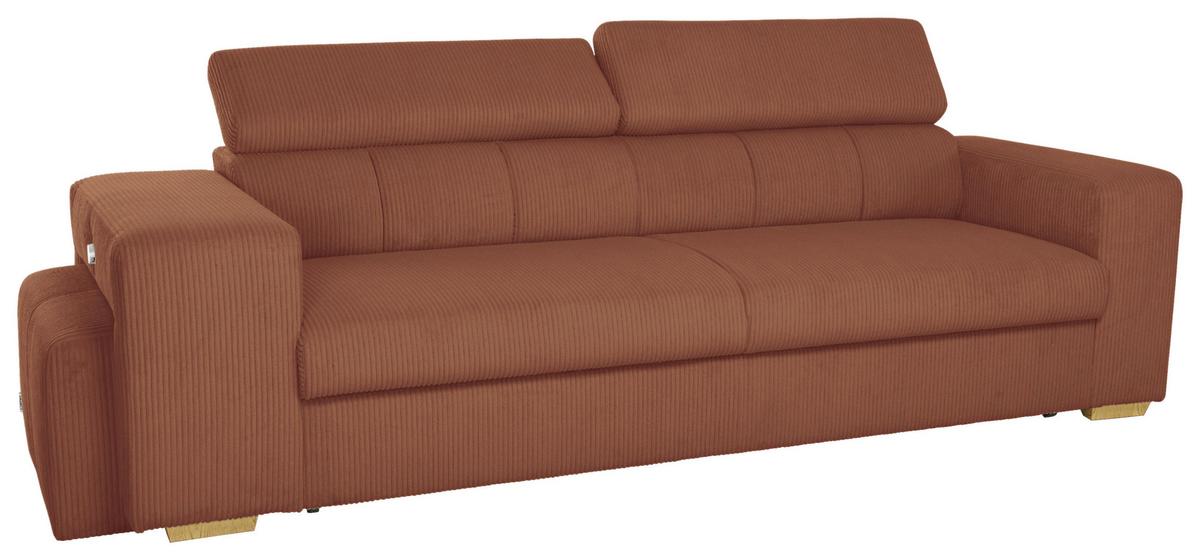 3-SitzerSofa m. Schlaffunktion Sirius S terracotta, B: 251cm - Terracotta/Schwarz, KONVENTIONELL, Holz/Holzwerkstoff (251/96/100cm)