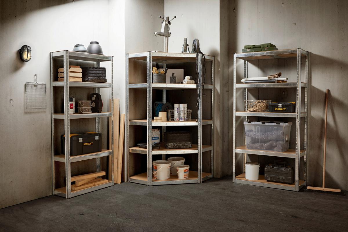 Schwerlastregal Luca - Silberfarben, Trend, Holzwerkstoff/Metall (90/40/180cm) - Homezone