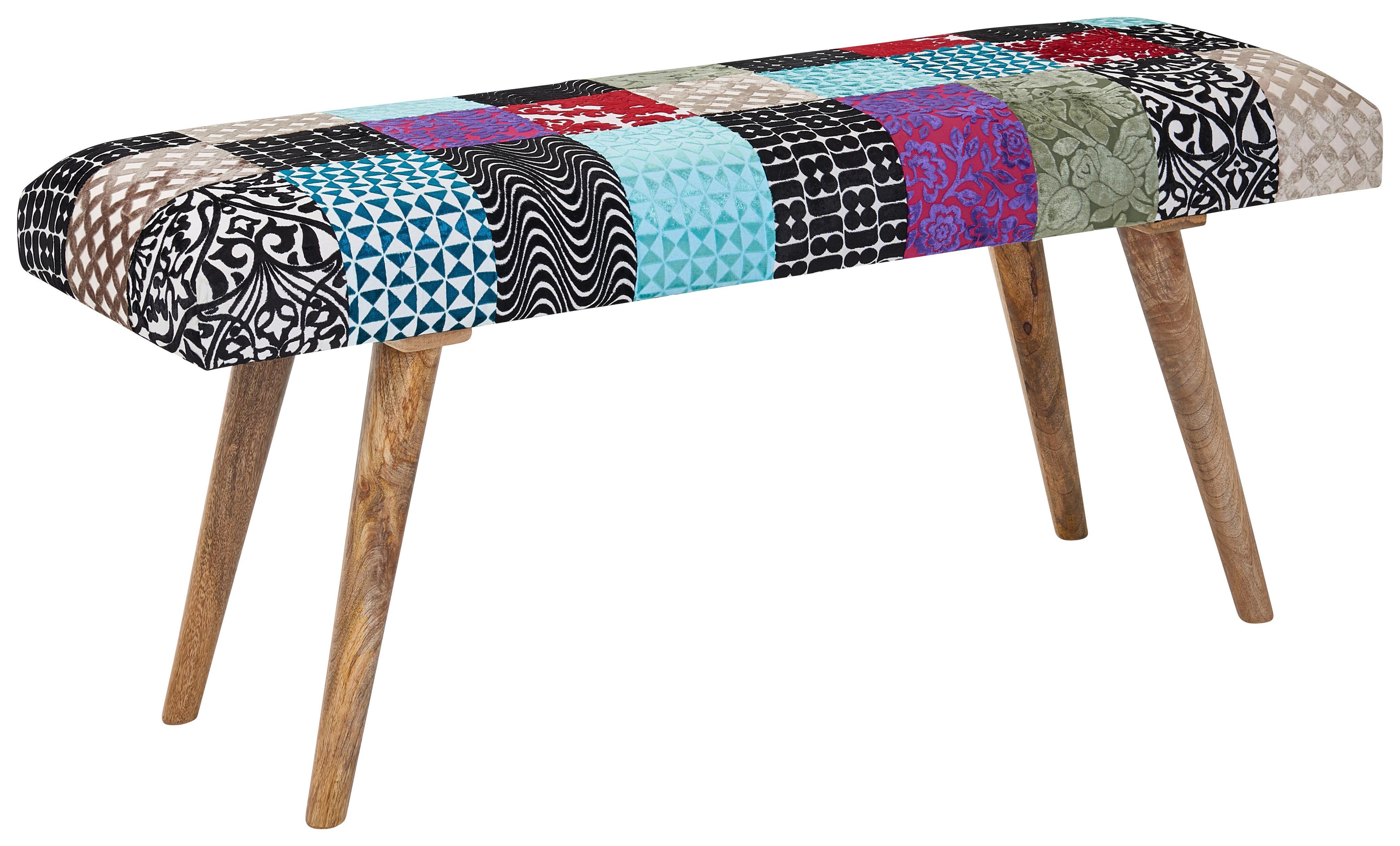 Lavica do predsiene viacfarebná š:117cm - viacfarebná/hnedá, Modern, drevo/textil (117/51/38cm) - MID.YOU