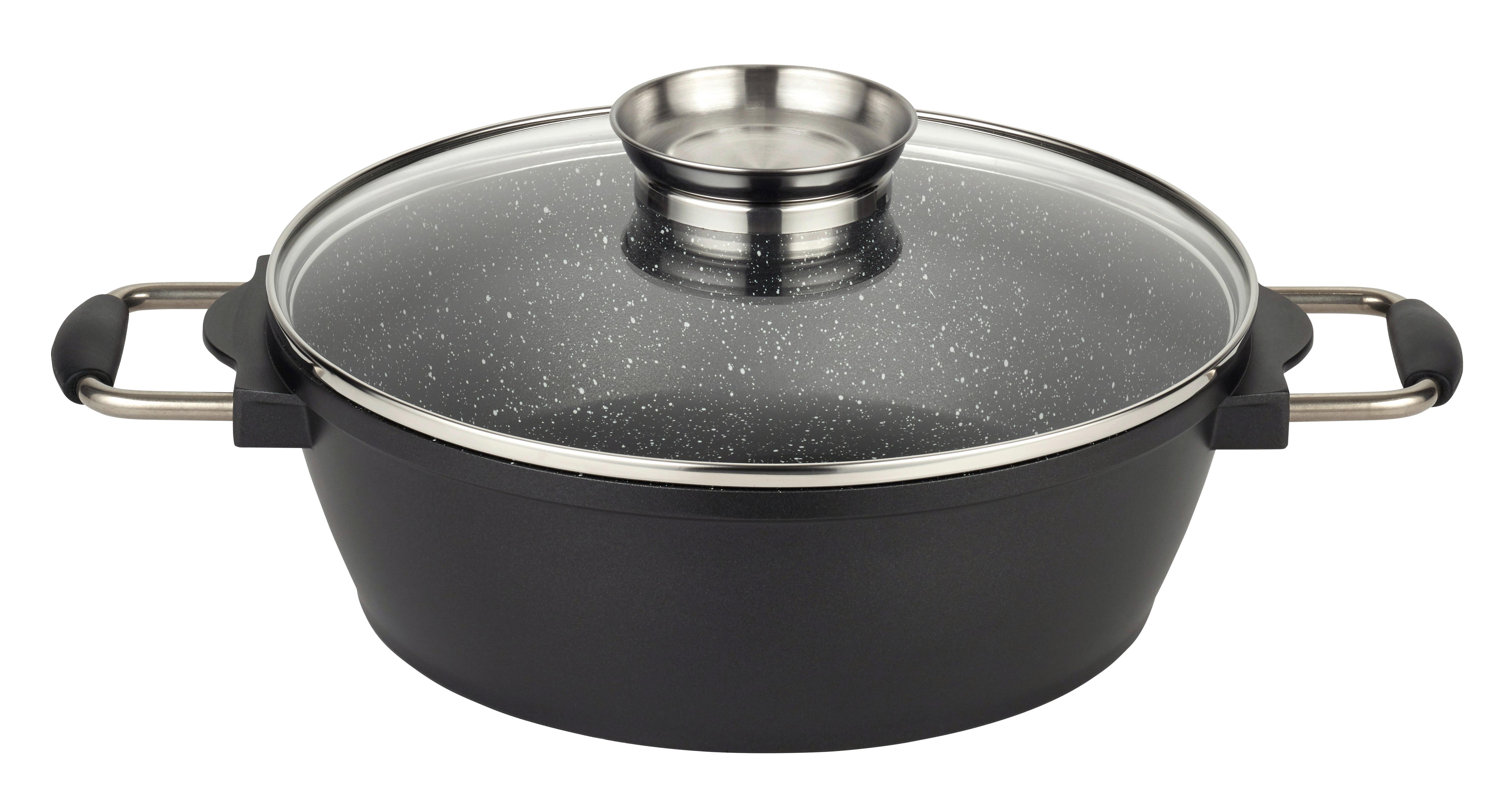 Servierpfanne Siloncast D/H: 28/11,5 cm Metall - Transparent/Schwarz, Basics, Glas/Metall (30/11,5/37cm)