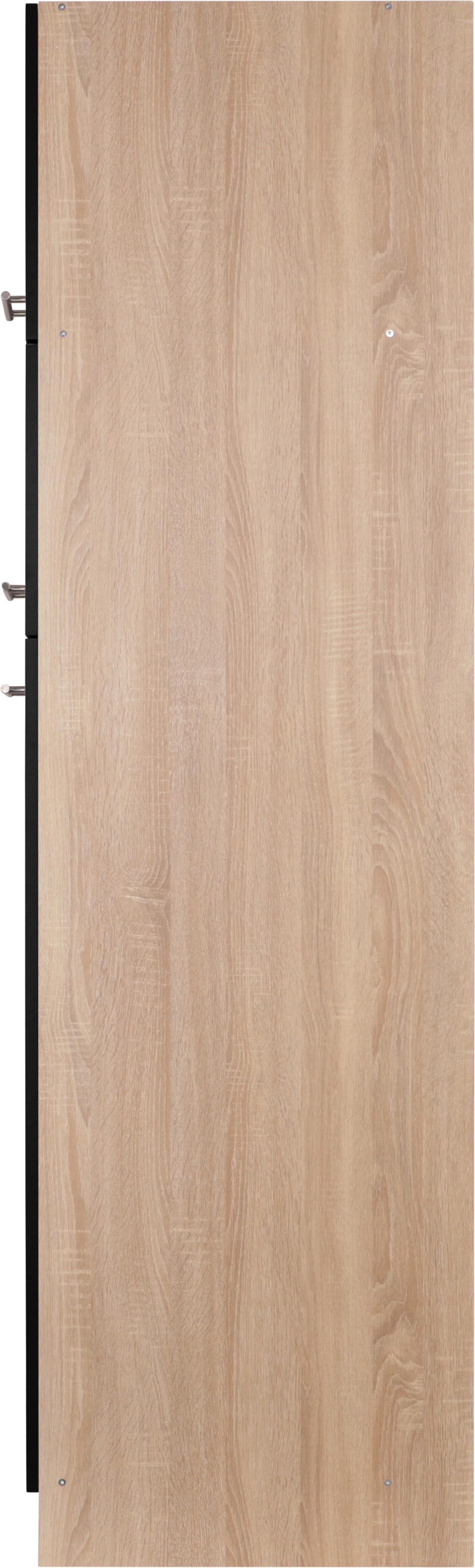 Geräteumbauschrank Merle Schwarz, Eiche Dekor B: 60 cm - Eichefarben/Schwarz, Basics, Holzwerkstoff (60/200/60cm) - Respekta