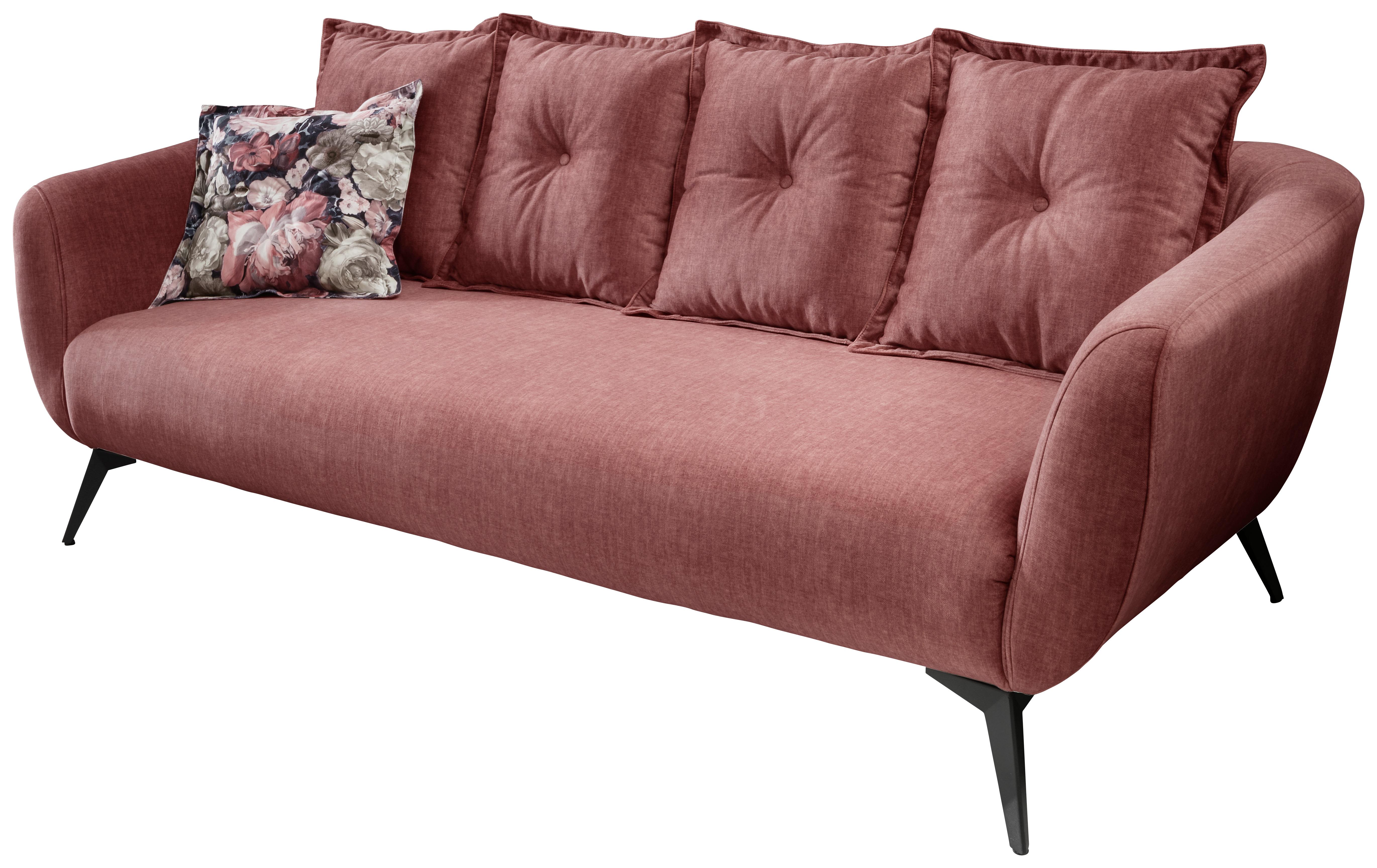 3-Sitzer-Sofa Baggio mit Kissen Koralle - Koralle/Multicolor, MODERN, Holz/Textil (236/94/103cm) - Livetastic