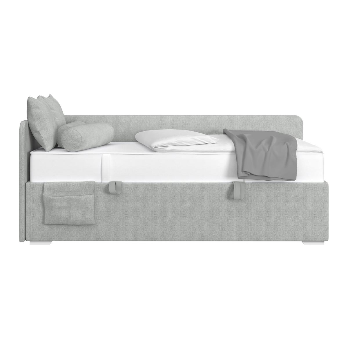 Kárpitozott Ágy Remi 90/200cm - ezüstszínű/sötétszürke, Modern, textil/fa (90/200cm)