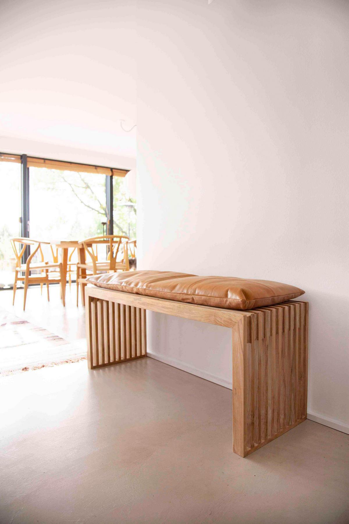 Sitzbank Teakfarben Rib BHT: 104x43x35 cm - Teakfarben, KONVENTIONELL, Holz (104/43/35cm) - MID.YOU