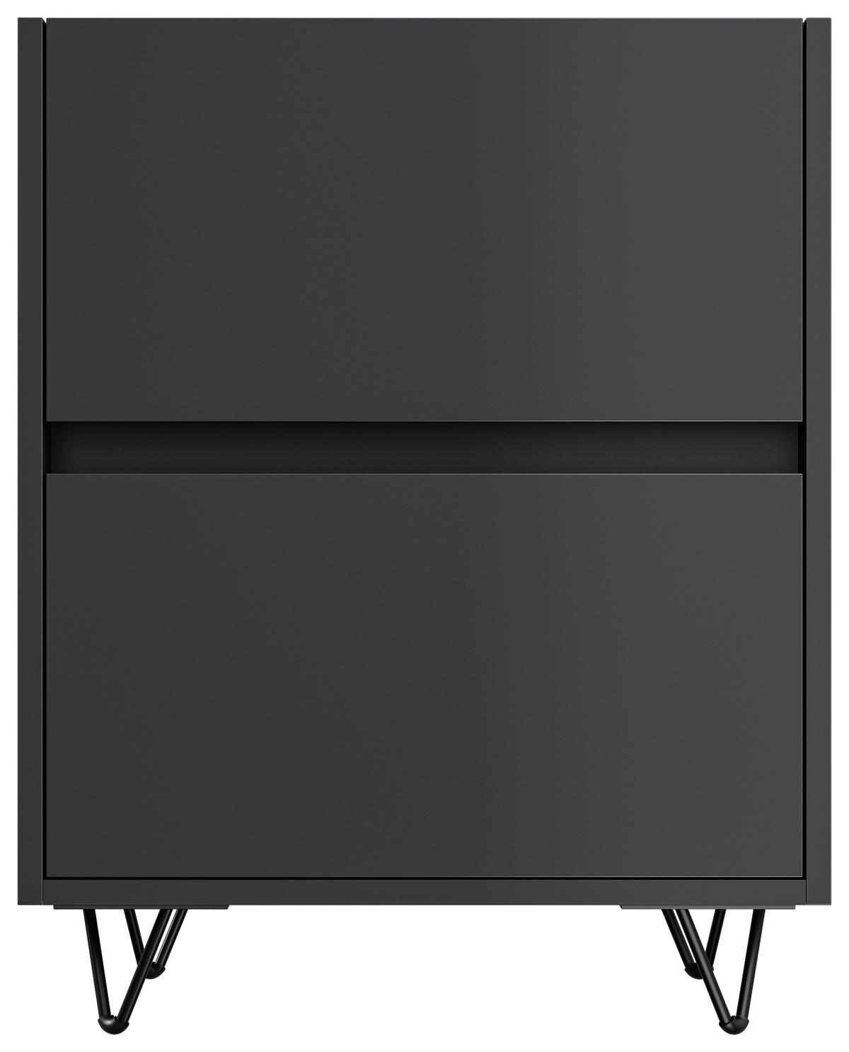 Nachttisch Industrial Graphitfarben B: 51,2cm - Schwarz/Graphitfarben, Basics, Holzwerkstoff/Metall (51,2/65/42cm) - MID.YOU
