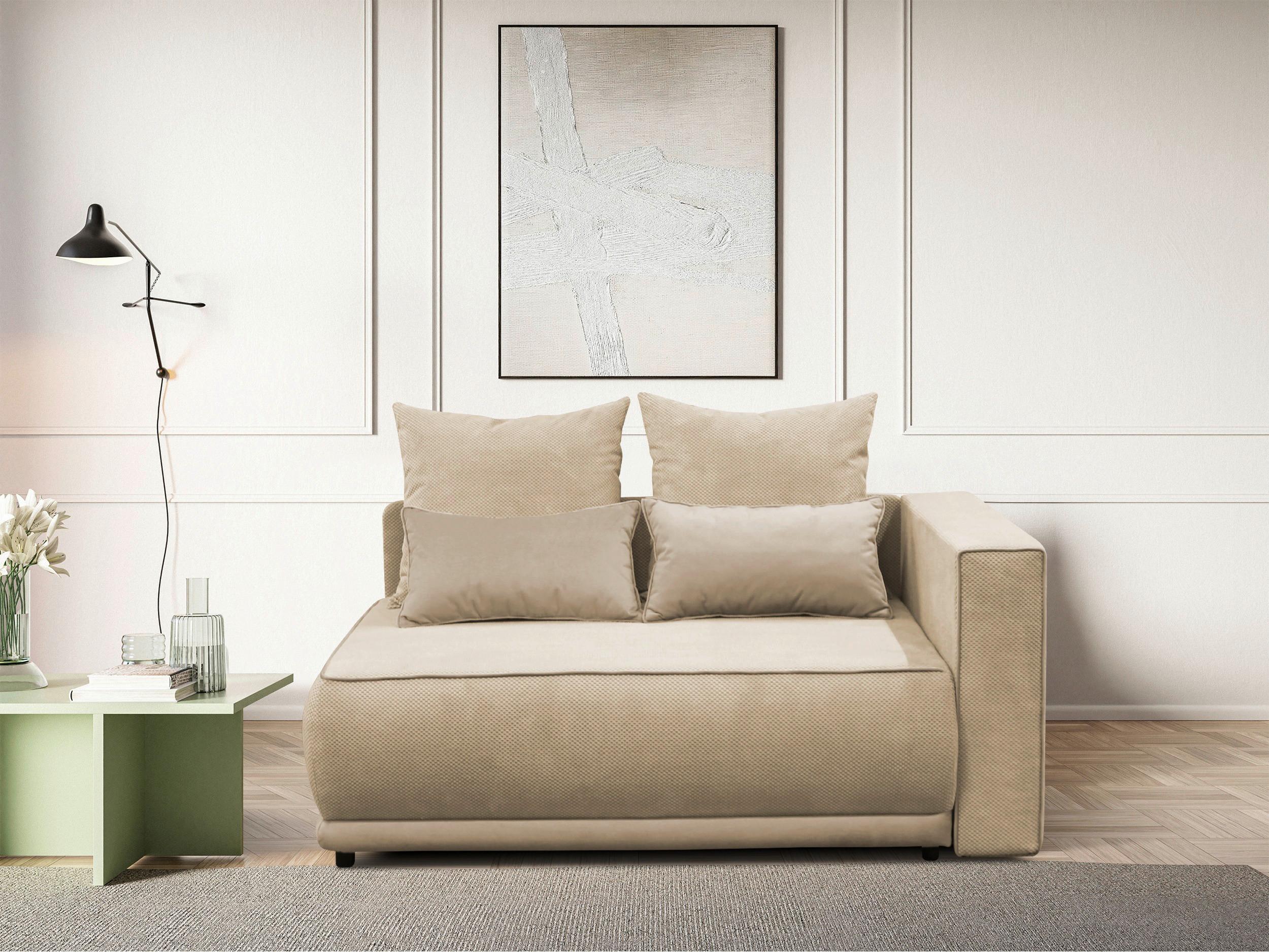 Récamiere Iga Re Creme B: 168 cm - Creme/Rosa, Design, Textil (168/73/99cm) - MID.YOU