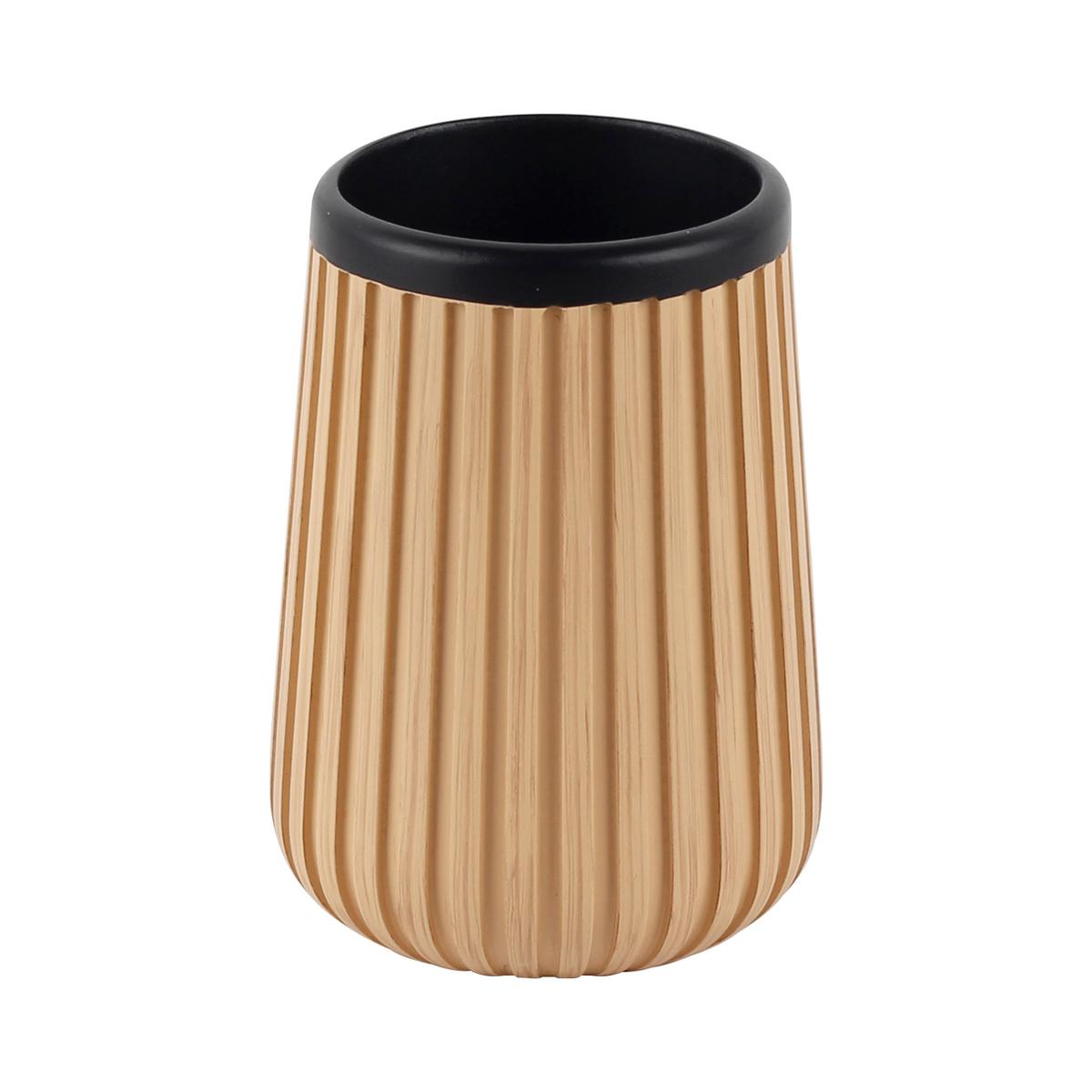 Pohár na zubné kefky LOFT - čierna/piesková, Modern, plast (7,5/10,5cm) - Mömax