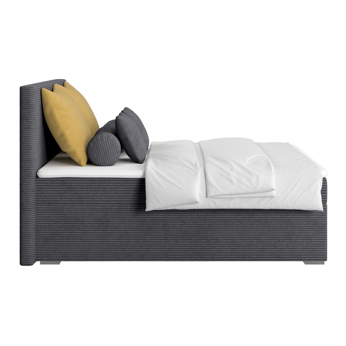 Čalúnená posteľ ADRIA 160x200 cm,antracitová - antracitová/chrómová, Konventionell, drevo/textil (160/200cm)