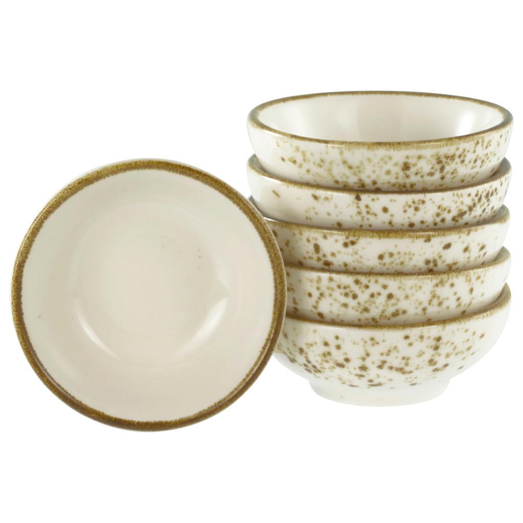 Dipschalenset, 6-teilig. Steinzeug, Creme