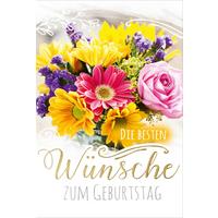 Billett Geburtstag Blumen - Multicolor, Basics, Papier/Kunststoff (12/18/2cm)