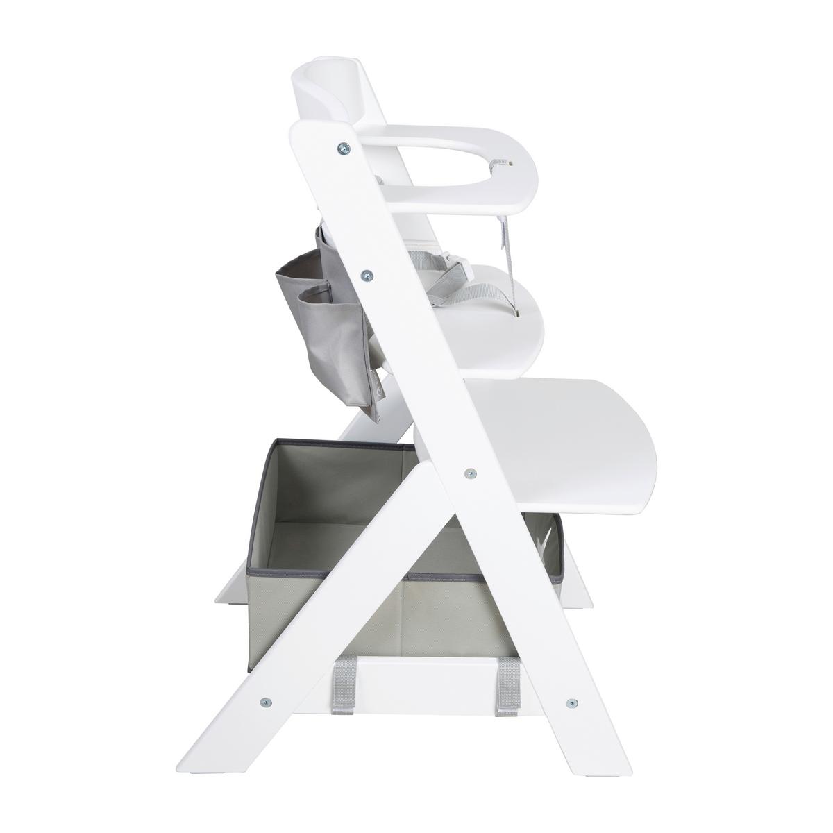 Hochstuhl, höhenverstellbar weiß - Hellgrau/Weiß, LIFESTYLE, Holzwerkstoff/Textil (44,5/80/54cm) - Roba