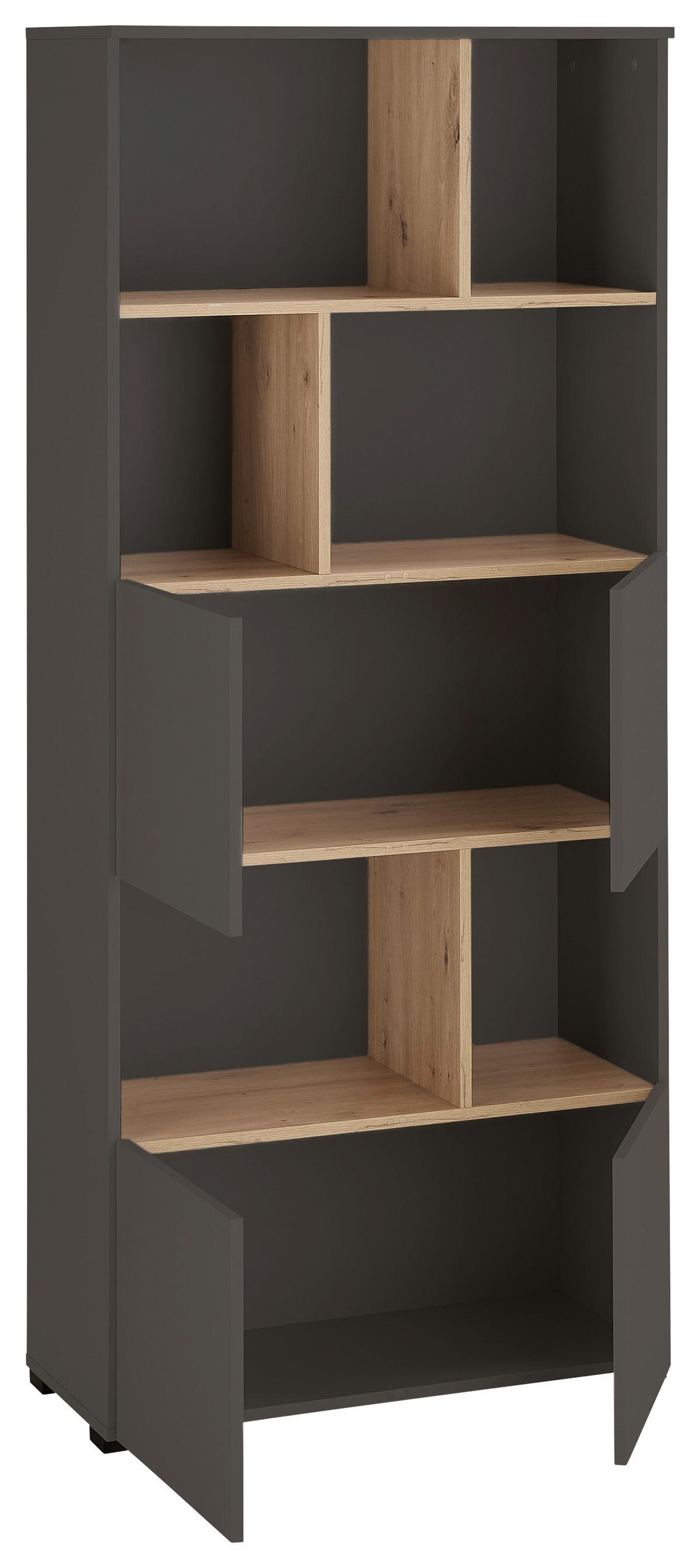 REGÁL SAVANNA -EXKLUSIV- - černá/antracitová, Moderní, kompozitní dřevo/plast (80/180/35cm) - Mömax