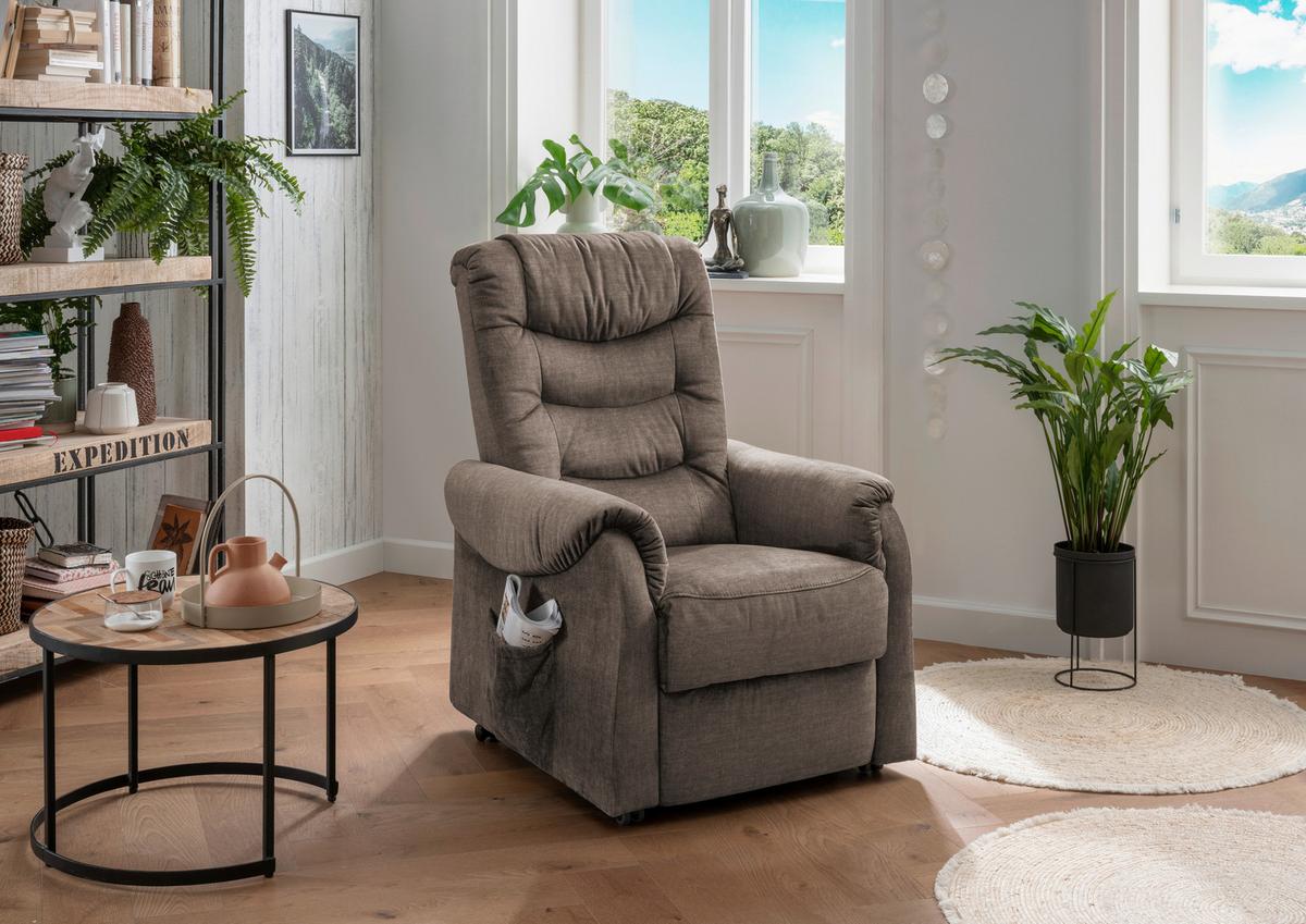 Fernsehsessel Nino Braun B: 78 cm - Schwarz/Braun, Design, Textil (76/106/94cm) - Livetastic