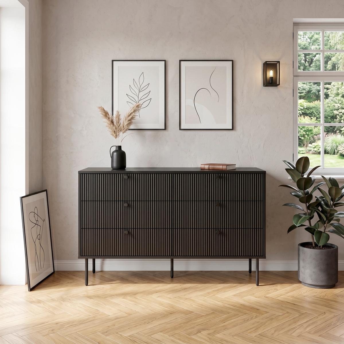 Kommode Karby S Schwarz B: 120 cm - Schwarz, MODERN, Holzwerkstoff (120/40/75cm) - MID.YOU