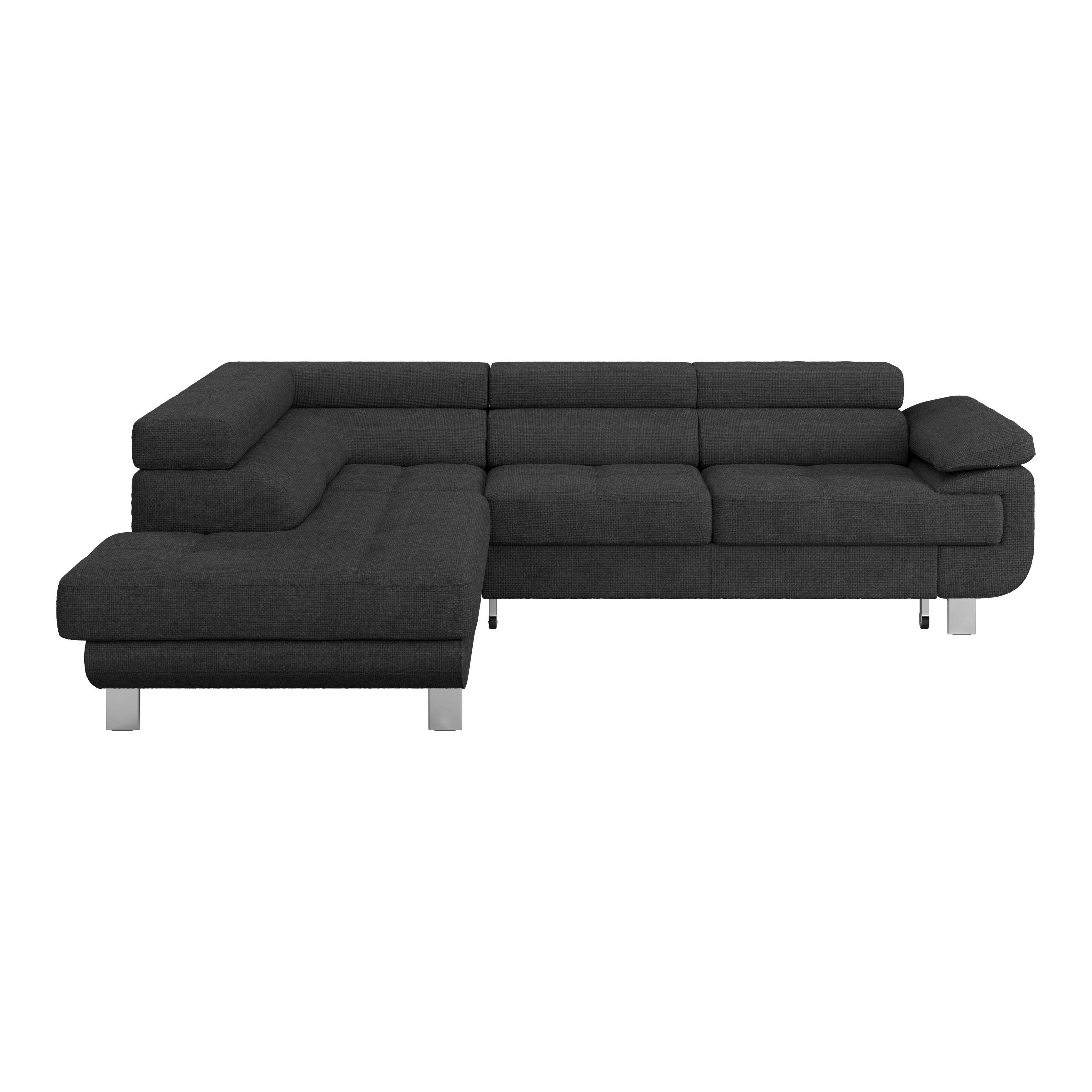 Ecksofa Mit Schlaffunktion + Bettkasten Savona, Webstoff - Blaugrau/Graphitfarben, MODERN, Textil (230/270cm) - Ondega