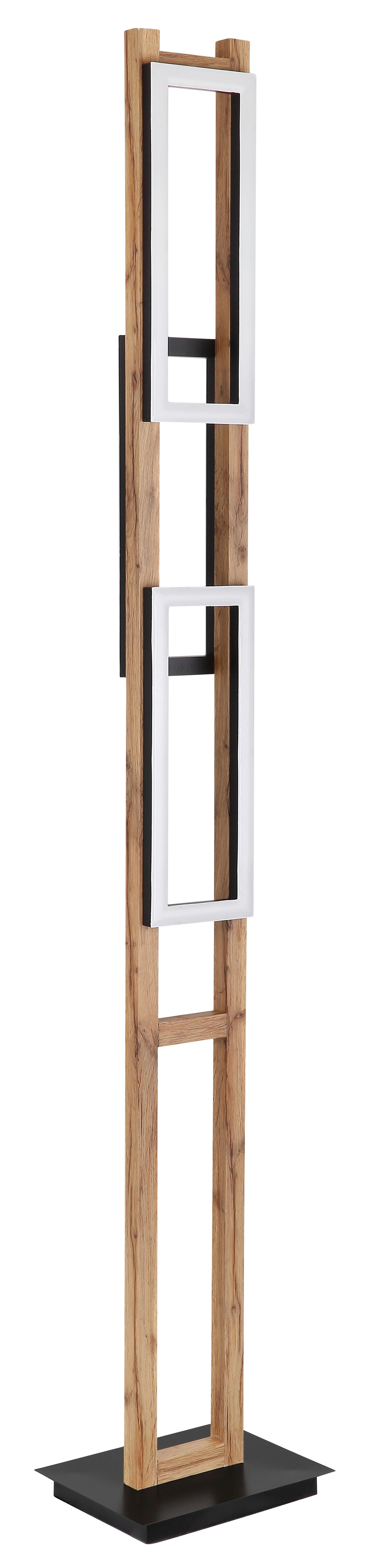 Led-stehlampe Vision Opalfarben/schwarz/braun - Dunkelbraun/Opal, Natur, Holzwerkstoff/Kunststoff (25/20/150cm) - Globo