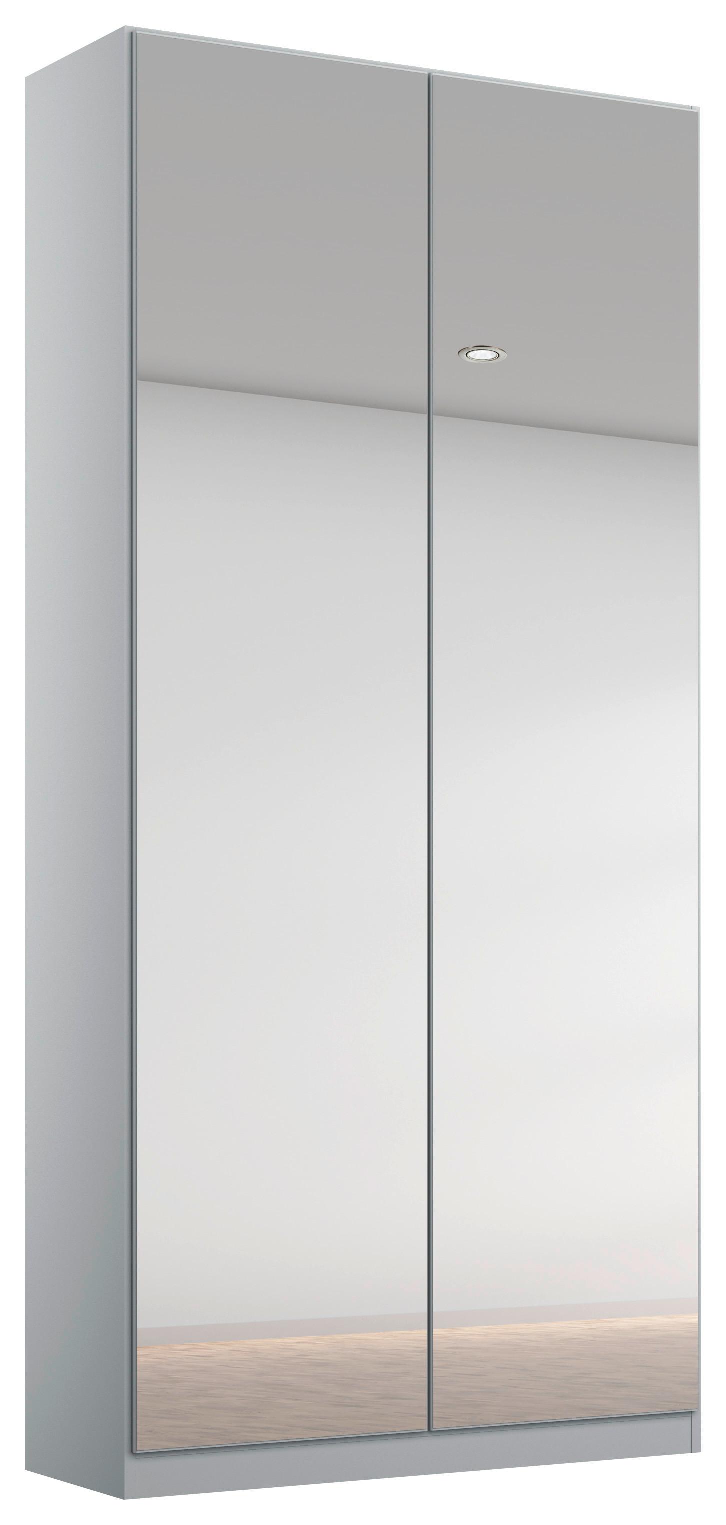 Drehtürenschrank Mit Spiegel 91 Cm Alabama, Seidengrau - Silberfarben/Hellgrau, MODERN, Holzwerkstoff (91/229/54cm)