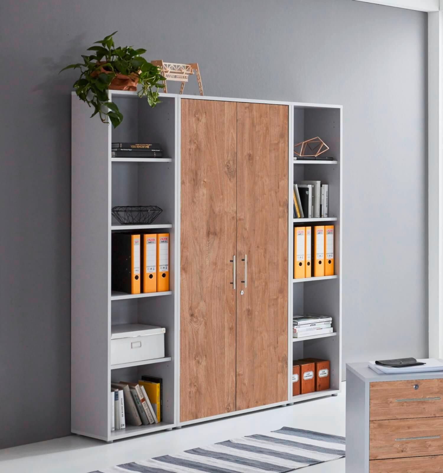 Office Edition B: 173 cm Eichefarben/Grau - Eichefarben/Grau, MODERN, Holzwerkstoff (173/186/33cm) - MID.YOU