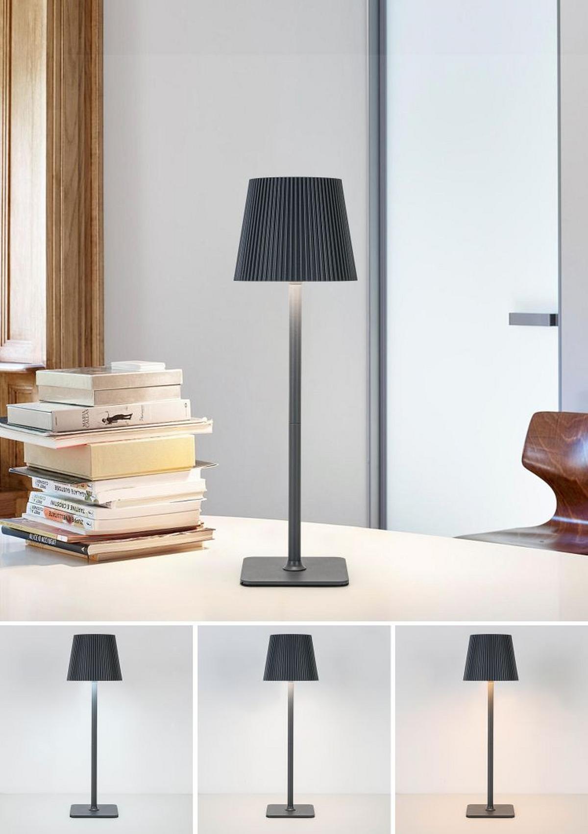 NABÍJATEĽNÁ STOLNÁ LAMPA MAXI - antracitová, Modern, kov/plast (11/22- 36cm) - Mömax