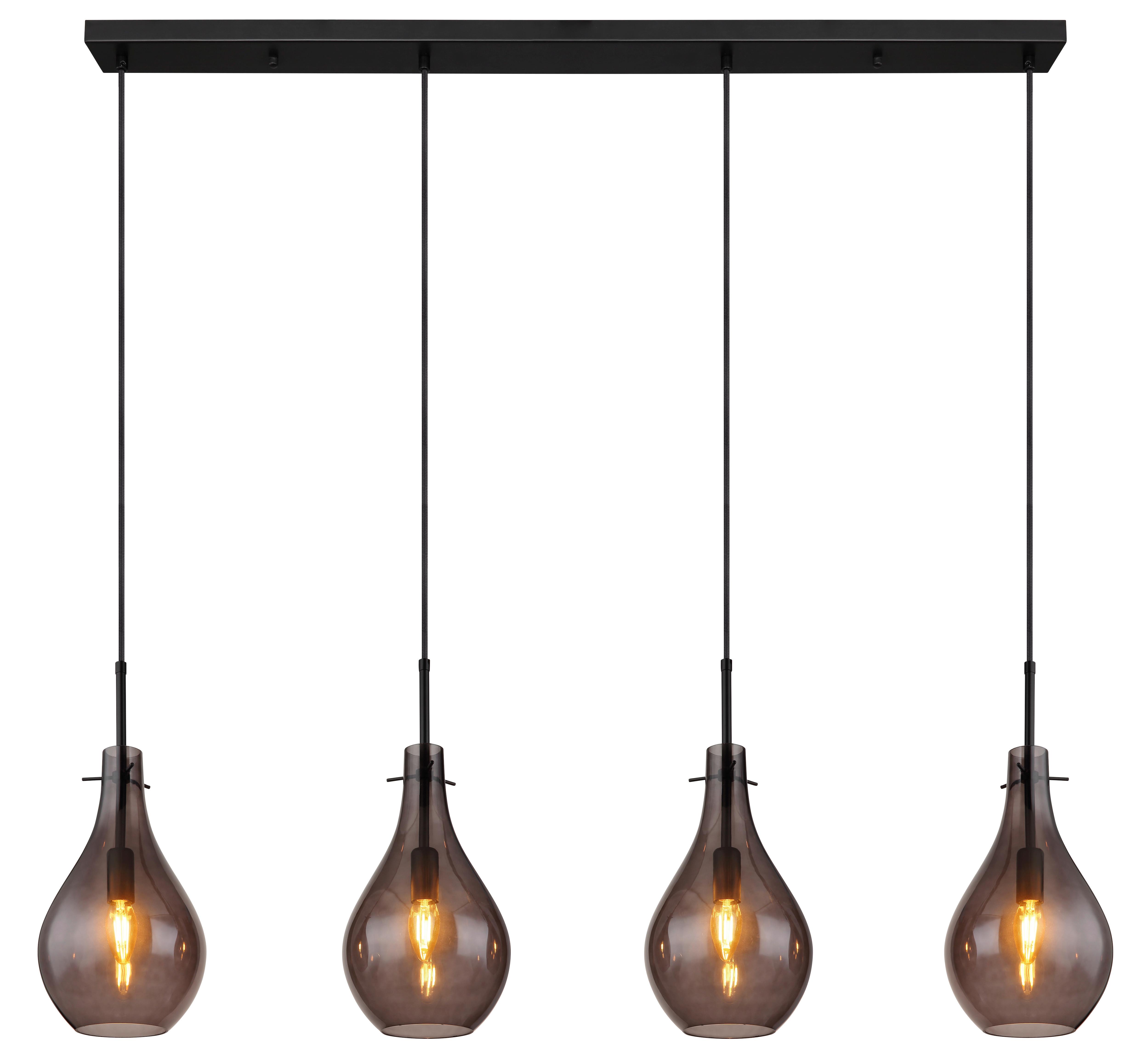 Hängeleuchte 15574-4h - Schwarz, Design, Glas/Metall (110/18/120cm) - Globo