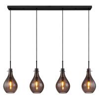 Hängeleuchte 15574-4h - Schwarz, Design, Glas/Metall (110/18/120cm) - Globo