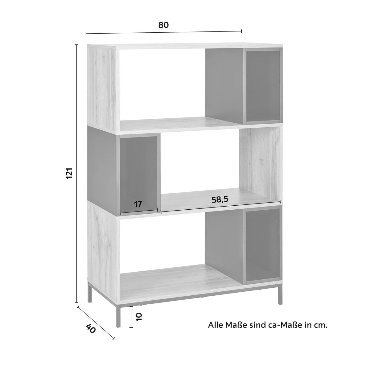 Regál MEGY - čierna/farba duba, Modern, kov (80/121/40cm) - Bessagi Home