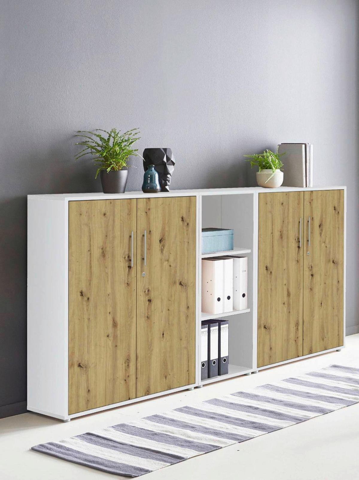 AKTENSCHRANK OFFICE EDITION - SW SET 8 - Weiß/Eiche Artisan, MODERN, Holzwerkstoff (212,9/113,6/33cm) - MID.YOU