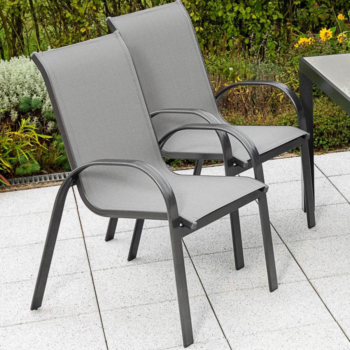 Gartenmöbel Set 5-Tlg. Amalfi aus Aluminium - Graphitfarben/Grau, KONVENTIONELL, Glas/Textil - Gardenson
