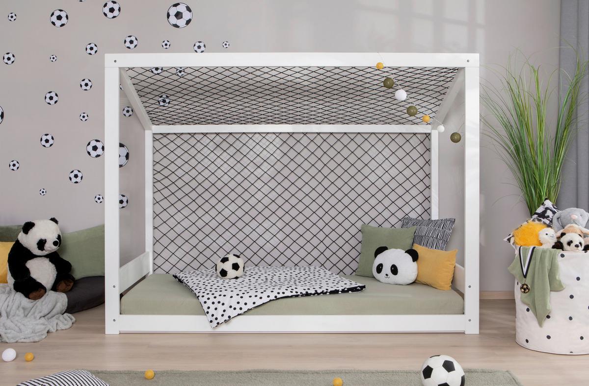 Bodenbett mit Rollrost 90x200 cm Weiß - Weiß/Naturfarben, MODERN, Holz (90/200cm) - MID.YOU